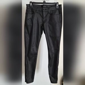 Guess Coated Skinny Low Black Pants Size 28